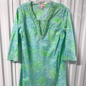 Lilly Pulitzer Blue and Green Tunic Dress Medium